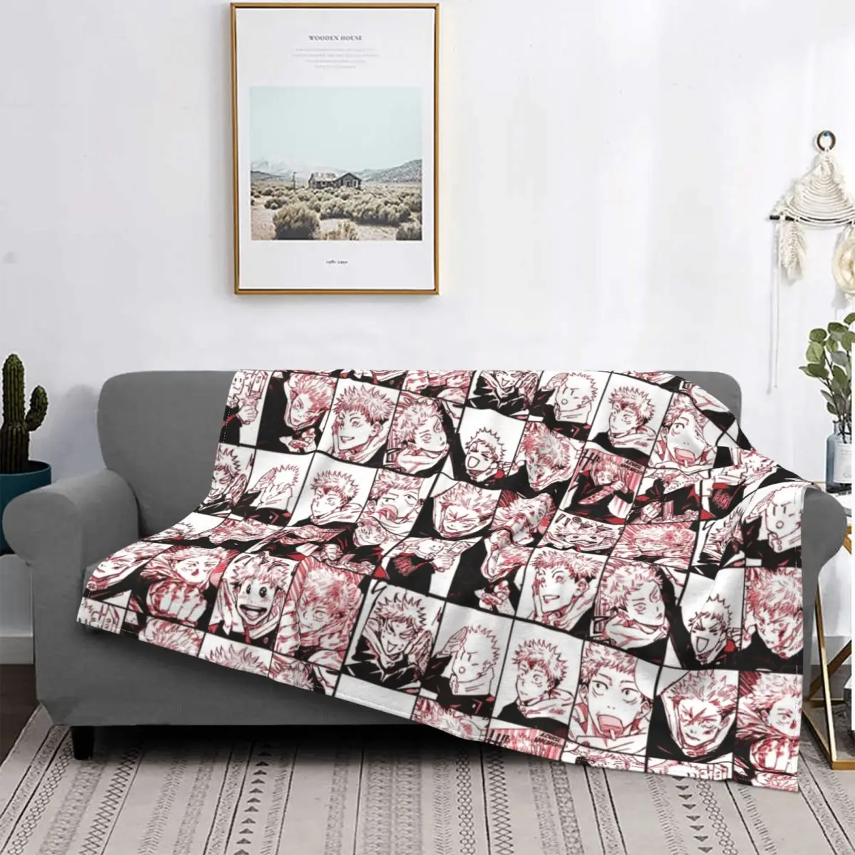 

Itadori Yuji Manga Collage Blankets Fleece All Season Anime Multi-function Warm Throw Blanket for Sofa Couch Plush Thin Quilt