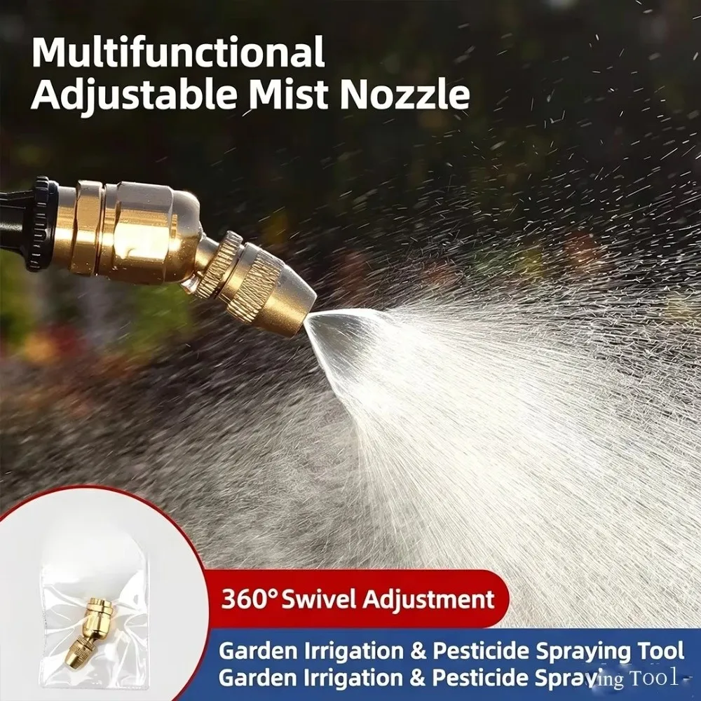Brass Brass Spray Nozzle High Pressure 360° Adjustable Misting Spray Nozzle Corrosion Resistant Uniform Misting