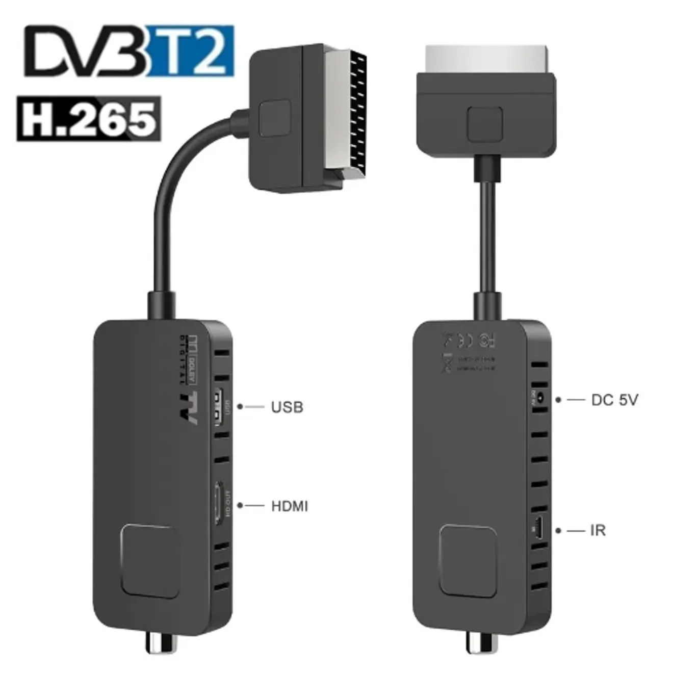 

H.265 DVB-T2 Scart HD Digital Spain TDT Europe Terrestrial TV Receiver HEVC 265 1080p HD Decoder PVR TV Tuner with 2 in1 Remote