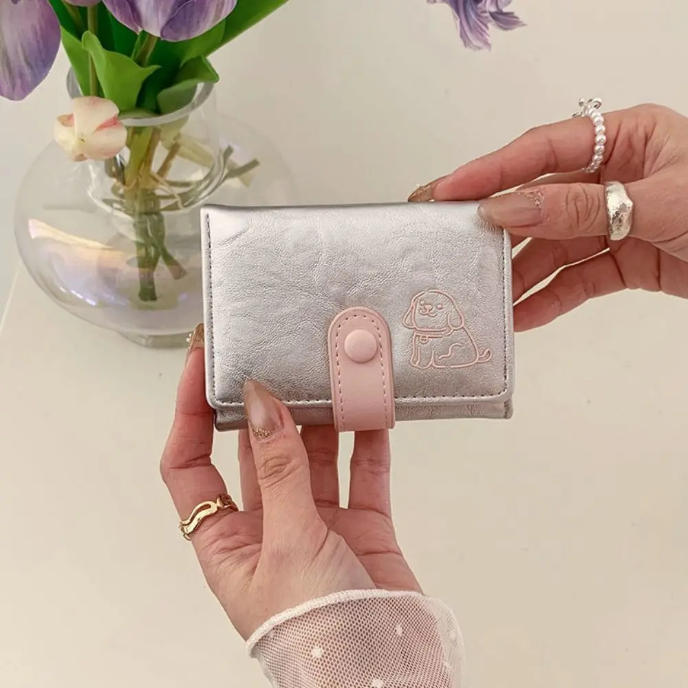New Cute Dog Short Wallet INS Large Capacity Card Holder Tri-fold Multiple Card Slots Women Wallets Gifts