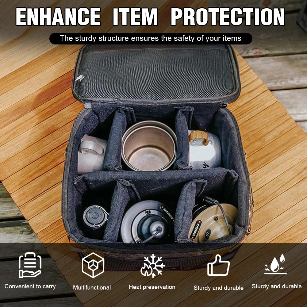 Bolsa de almacenamiento impermeable para acampada con múltiples bolsillos, organizador de utensilios de cocina para acampar, bolso cruzado resistente para senderismo al aire libre y Camping