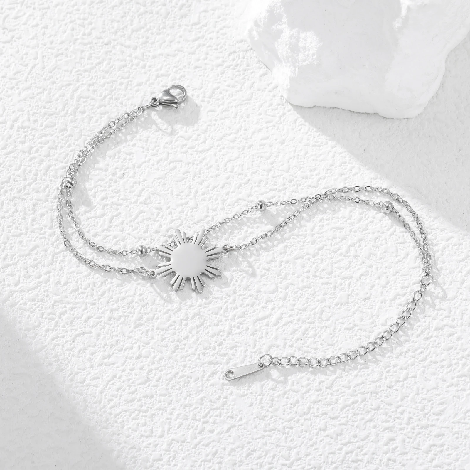 CoolTime Philippine Sun Anhänger mit Doppelketten Damenarmband Exquisiter goldfarbener Sonnenstrahl-Charm Schmuck Geschenk – Detail 14