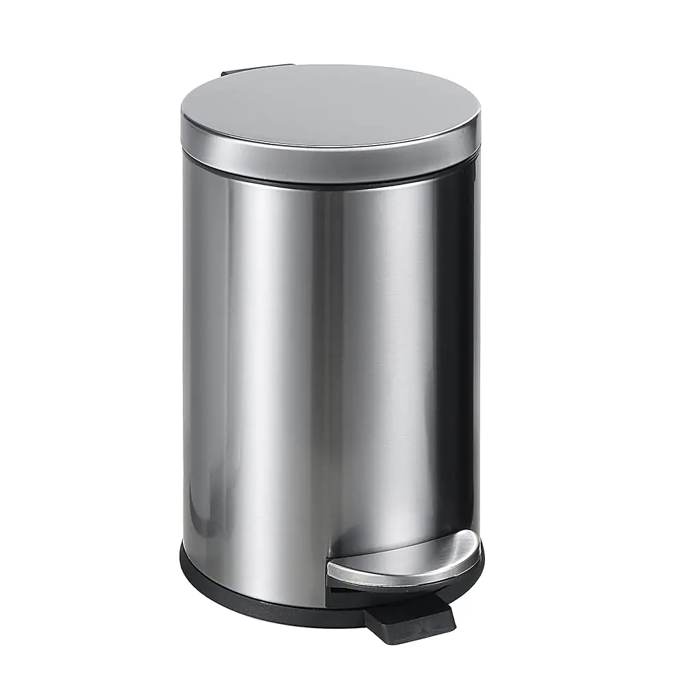 

4.5 Liter(1.2 Gallon) Small Round Trash Can with Plastic Inner Bucket; Bathroom, Office, Kitchen and Bedroom Step On and Slo