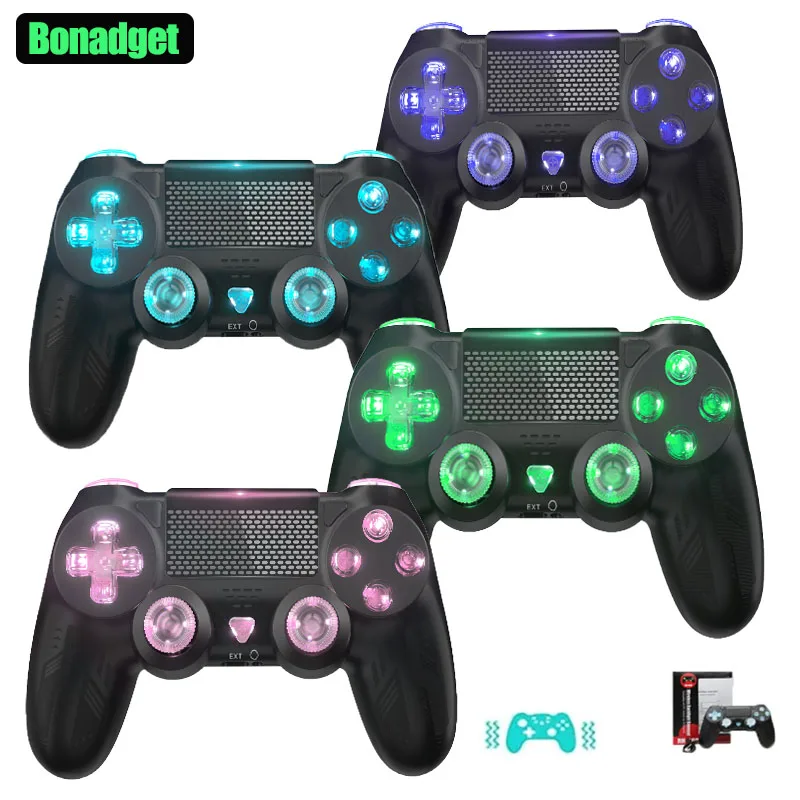 Manette de jeu sans fil pour PS4, accessoires d\'assistance de jeu vidéo à distance, lumière LED, vibration des touristes, turbo, gyroscope 6 axes