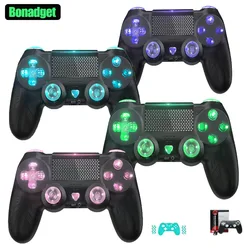 Manette de jeu sans fil pour PS4, accessoires d'assistance de jeu vidéo à distance, lumière LED, vibration des touristes, turbo, gyroscope 6 axes