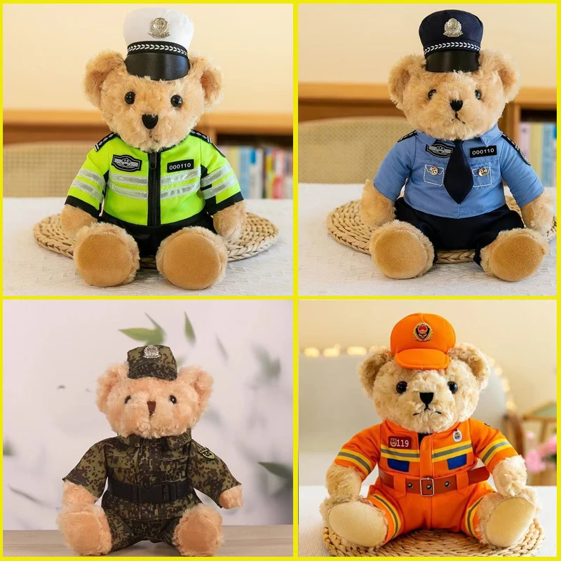 

25cm/35cm Traffic Police Teddy Bear Doll Police Teddy Bear Doll Uniform Firefighter Teddy Bear Plush Toy Girl Children's Gift