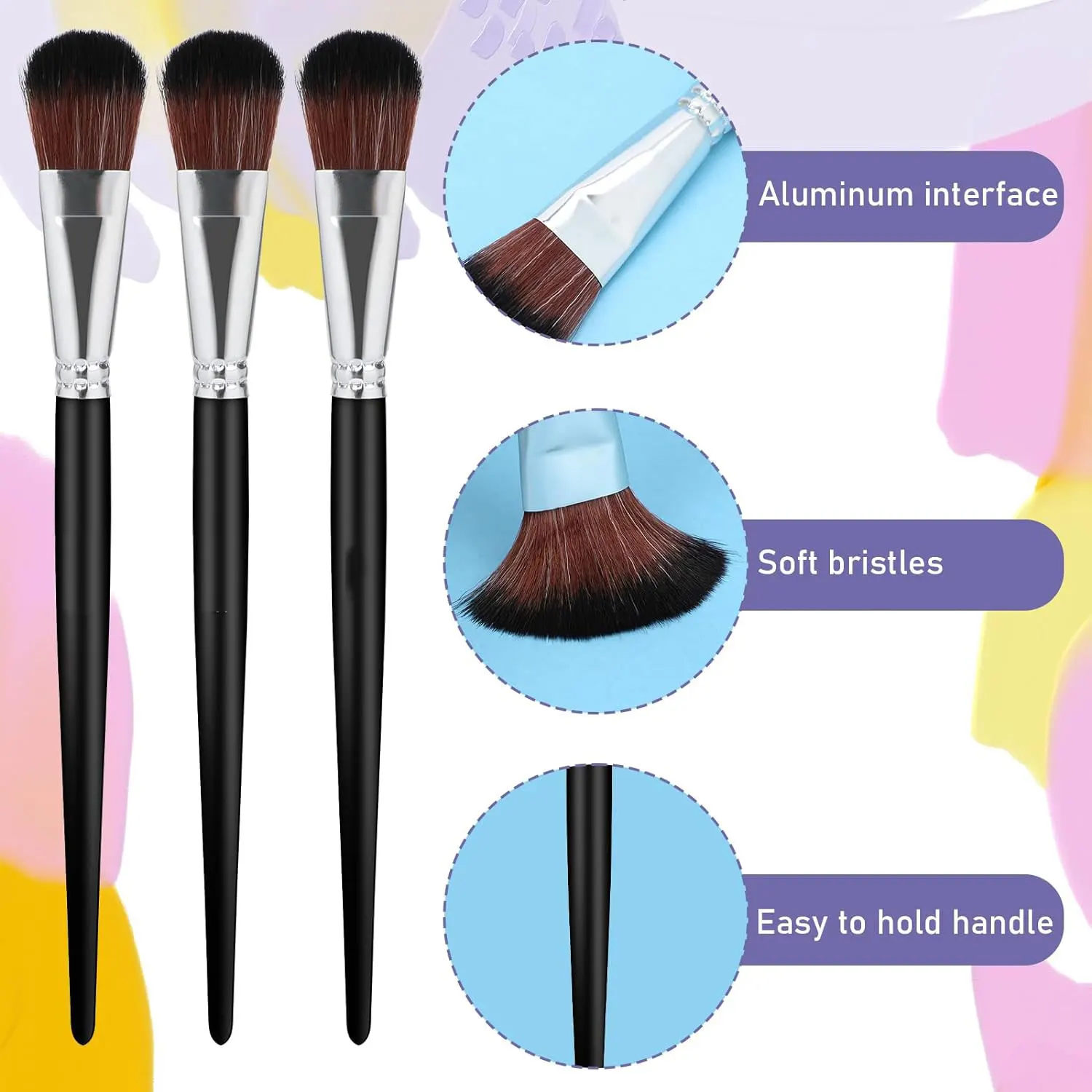 6pcs Mop Brush For Acrylic Painting 1 Inch Blending Brush Paint Brushes For Acrylic Face Body Painting Oval Mop Acrylic Brush