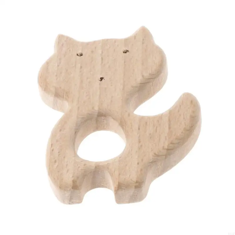 

E06F Baby Wooden Teethers Cartoon Animals Beech Flower Clouds Bear