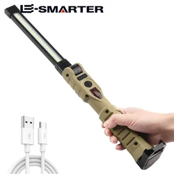Folding COB XPE LED Work Light Handheld Flashlight with Built-in Battery Lamp Torch Emergency Car Inspection Lamp Red SOS Strobe