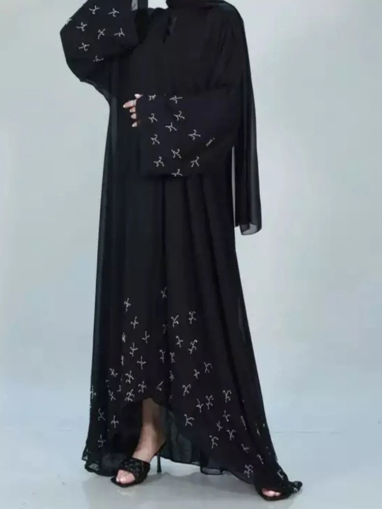 Eid Prayer Muslim Morocco Dress Women Diamond Abaya Elegant Ramadan Party Dresses Dubai Islam Kaftan Robe Longue Vestidos Largo