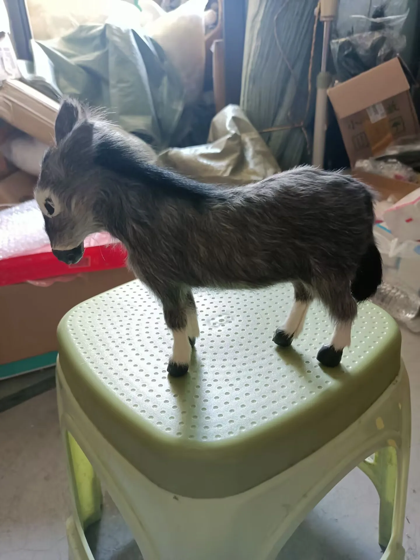 new simulation donkey hard model plastic&fur gray donkey gift about 23x20cm  xf0364