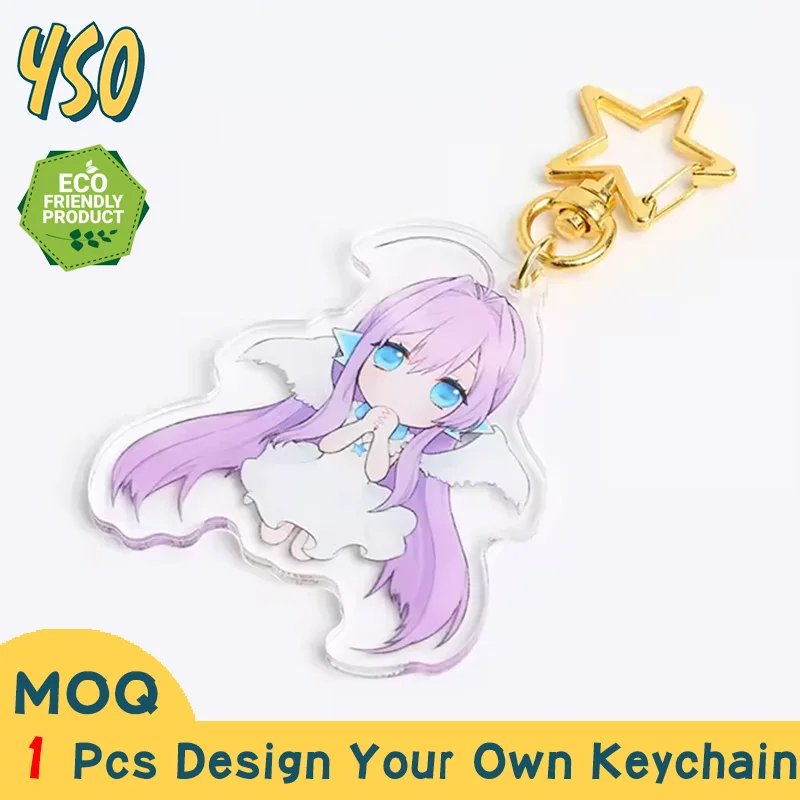 YSO CNC Diamond Cut Acrylic Keychain Anime Accessories Custom Car Pvc Blanks 3D Clear Charms