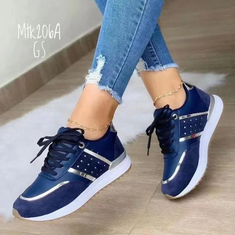 Woman Sneakers Platform Leather Patchwork Women's Sports Shoes 2025 Running Vulcanized Tennis Female Comfortable Casual Sneaker