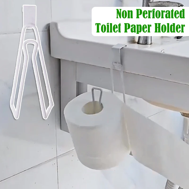 

Toilet Paper Holder No Drilling Required Toilet Paper Roll Dispenser Hanging Bathroom Rack Stand Kitchen Storage Organization