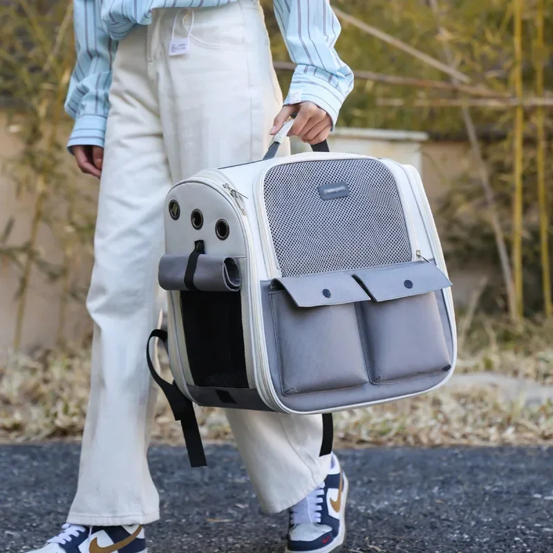 Borse per animali domestici Cat Out Borsa in tessuto Oxford di grande capacità Carry Zaini portatili Zaino per gatti Trasportino per animali domestici