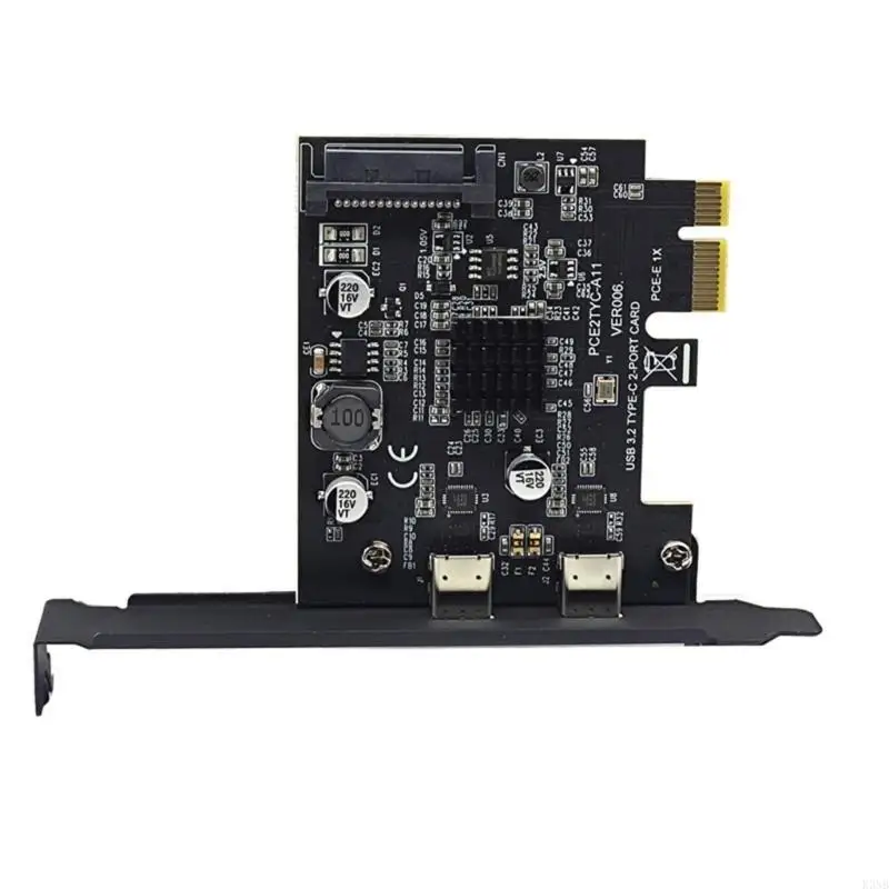 K3NB PCIe 1X to USB 3.2 Gen2 Cards 10Gbps PCIE Expansion Cards with Double Type C PCIE Cards for Desktop Computer