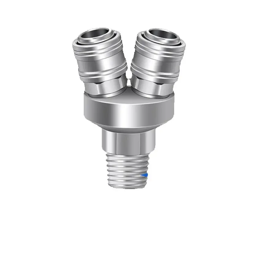 

Самоблокирующийся быстрое трехходовое соединение C-типа из нержавеющей стали 304, круглый фитинг воздушного компрессора с двумя вилками