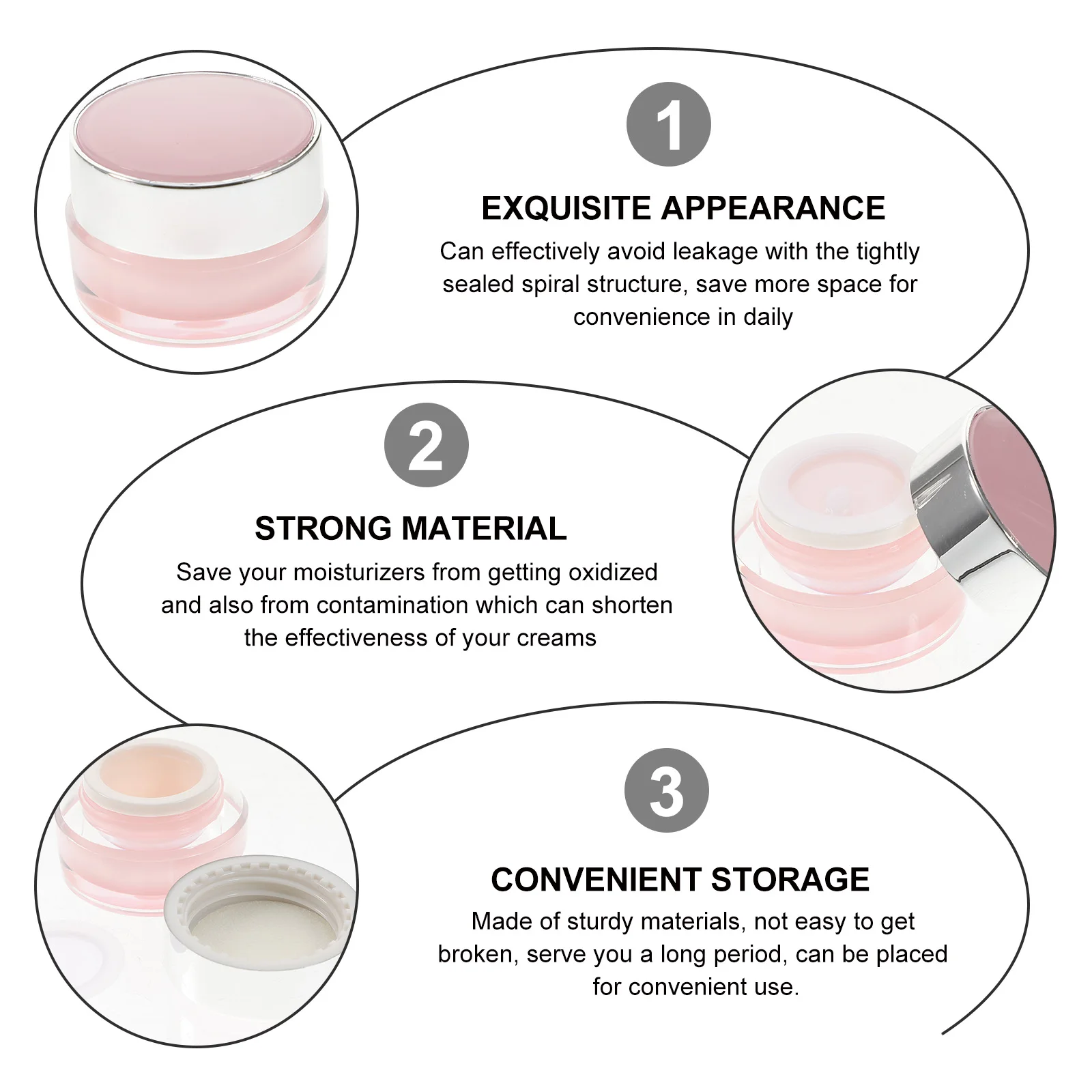 

4pcs 5g Pink Acrylic Empty Pots Portable Lotion Bottle Toiletry Cream Containers Travel Skincare Jars Sturdy Non Leaking Long