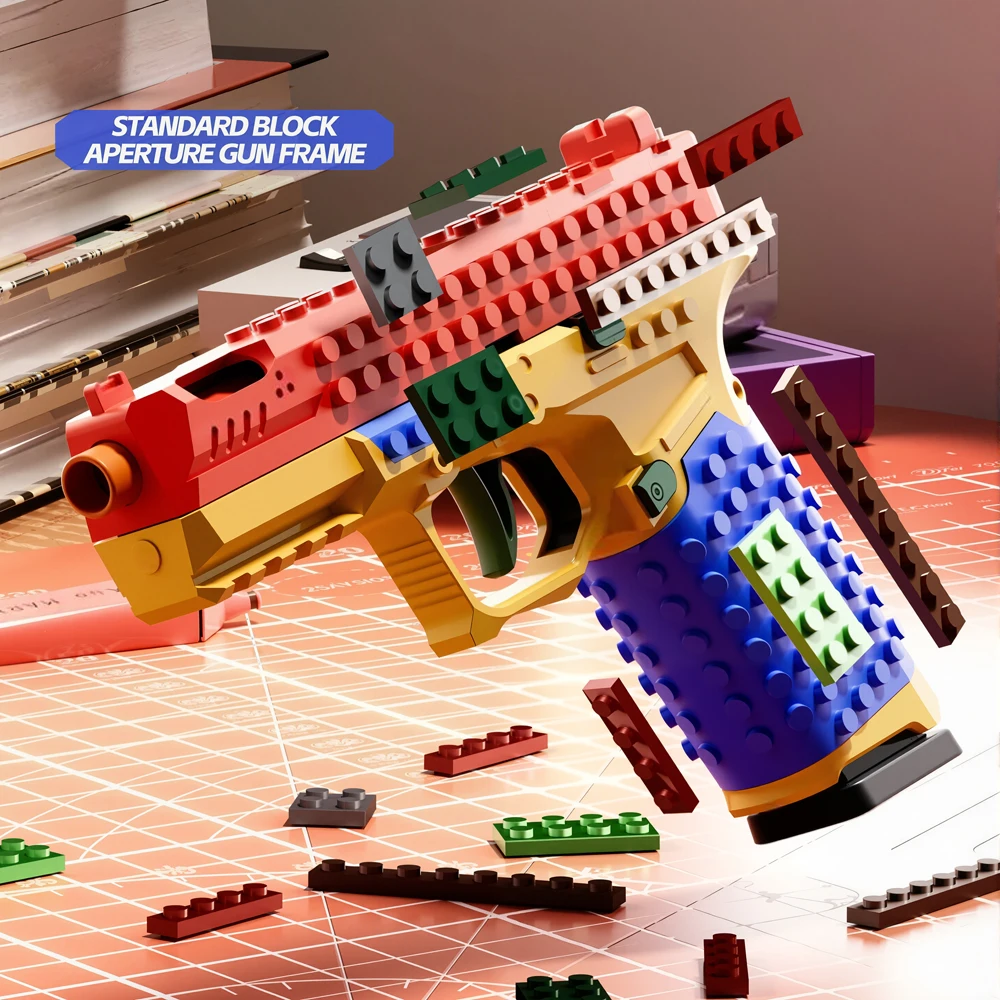 مسدس نموذج مكعبات البناء - طرد تلقائي، لعبة العلوم والتعليم بألوان نابضة بالحياة، مجموعة أنشطة الوالدين والطفل والرياضيات | Ou #2