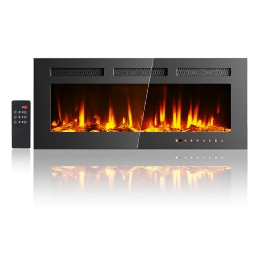 

40 Inches Electric Fireplace with Recessed and Wall Mounted Design for Living Room or Bedroom Heating Features Touch Screen Int