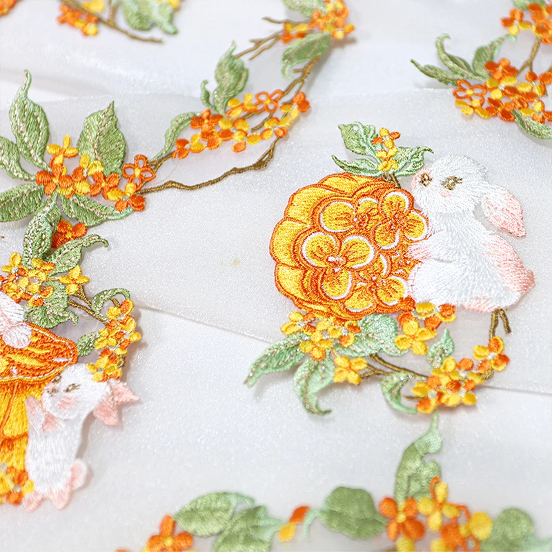 Embroidered Osmanthus Cloth Patch Chinese Style Exquisite Hanfu Cheongsam Ancient Style Patch Hole Decoration Home Fabric Piece