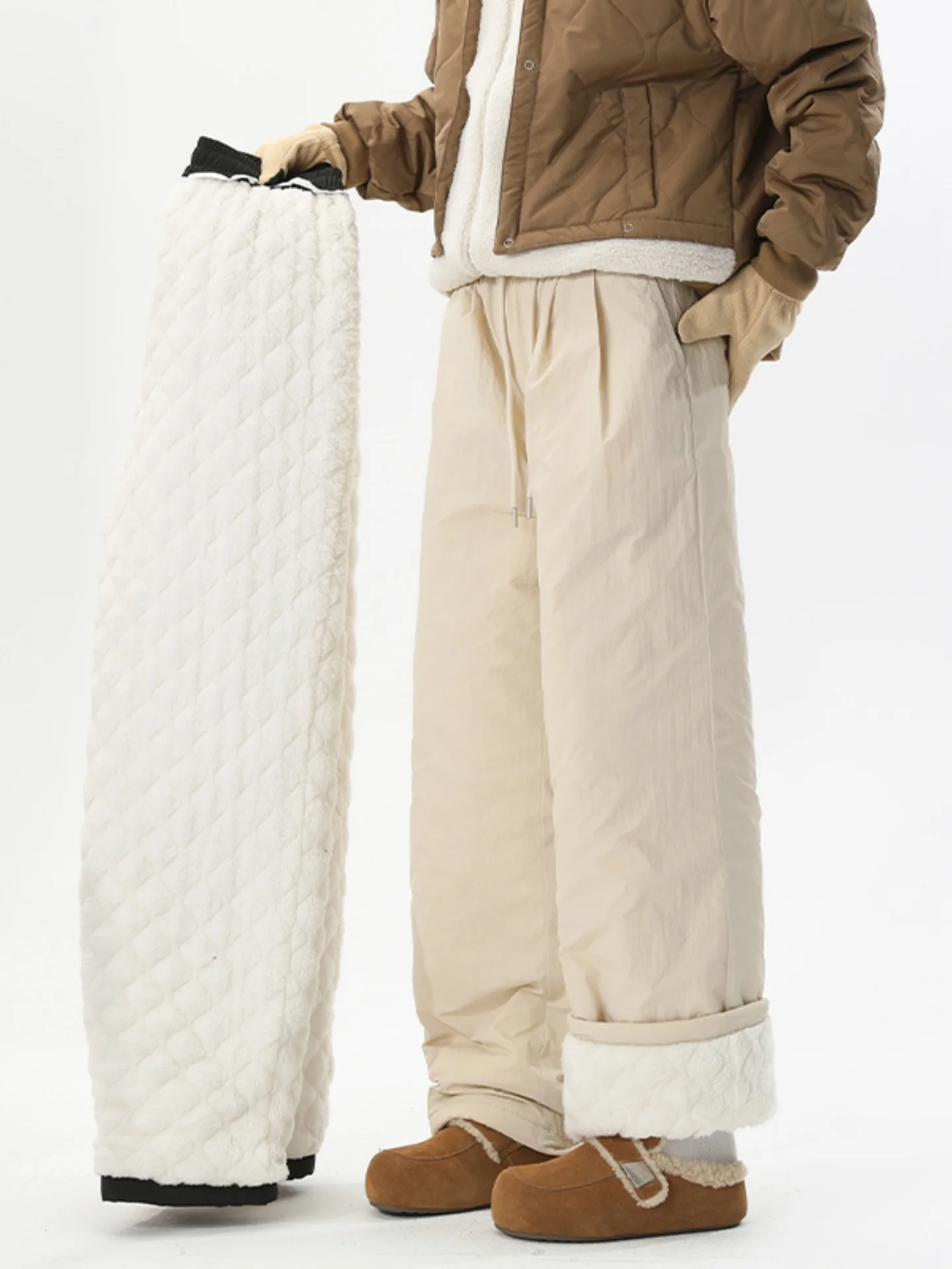 

Мужские зимние утепленные брюки Harbin с флисовой подкладкой, хлопковые, теплые, широкие, для катания на лыжах, ветрозащитные, повседневные, свободного кроя, прямые