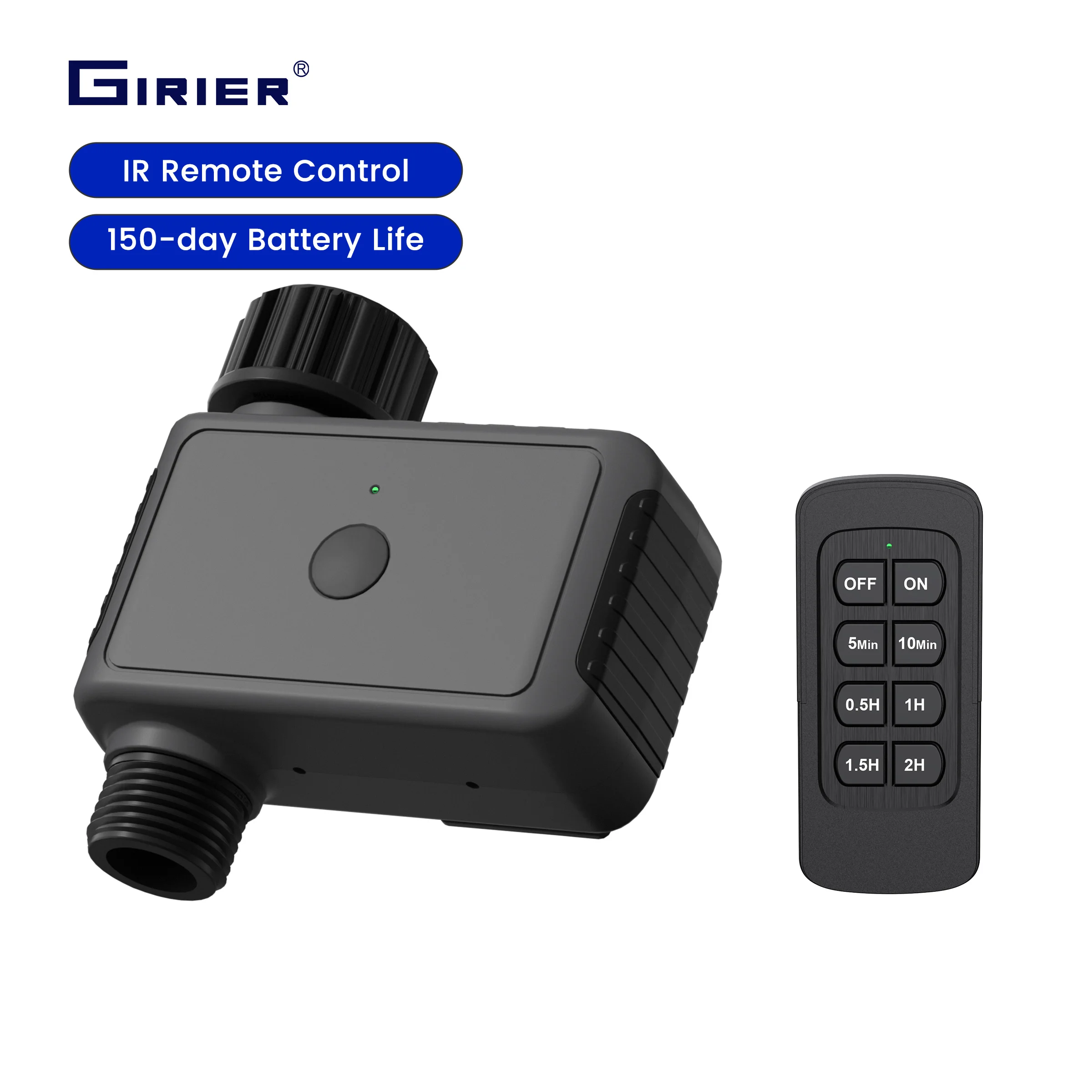 

GIRIER Water Timer with IR Remote Programmable Sprinkler Controller for Garden/Drip Automatic Irrigation Supports Timer Function