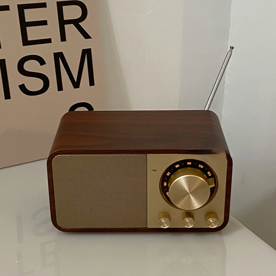 Bluetooth Audio Retro Wood Nice Portable with Antenna Subwoofer Sound Box