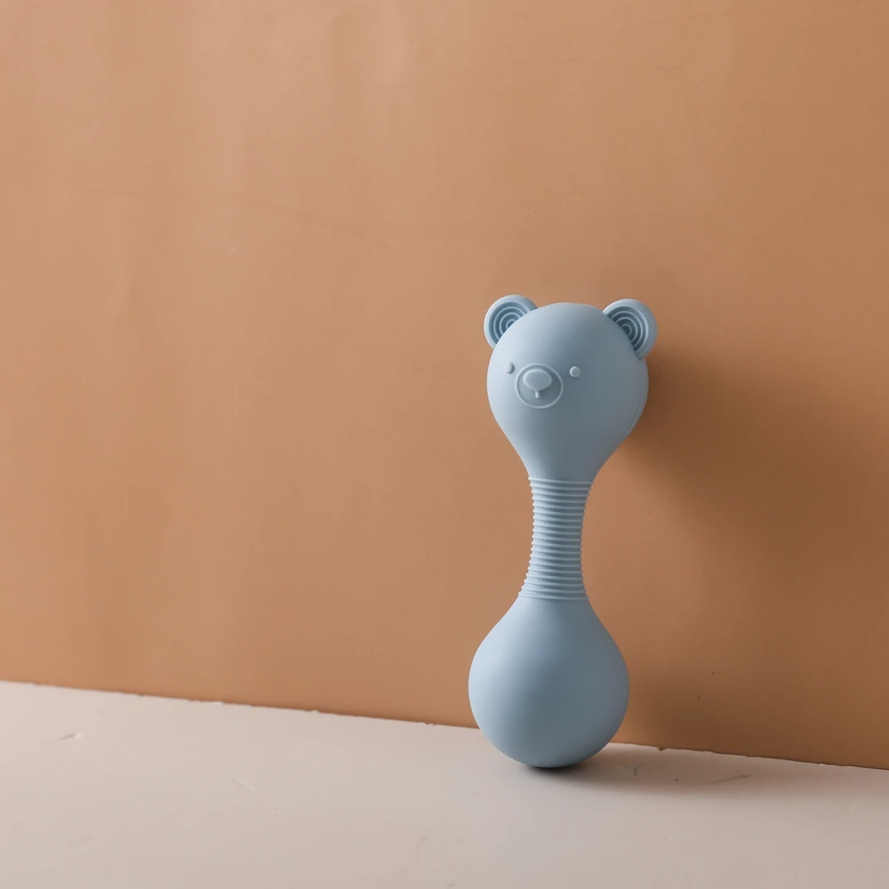 Babyrasseln aus Silikon, Maracas-Spielzeug, Cartoon-Bär Sandhammer, Babyspielzeug 0-12 Monate, Rassel-Silikon-Beißspielzeug als Babygeschenk – Detail 12