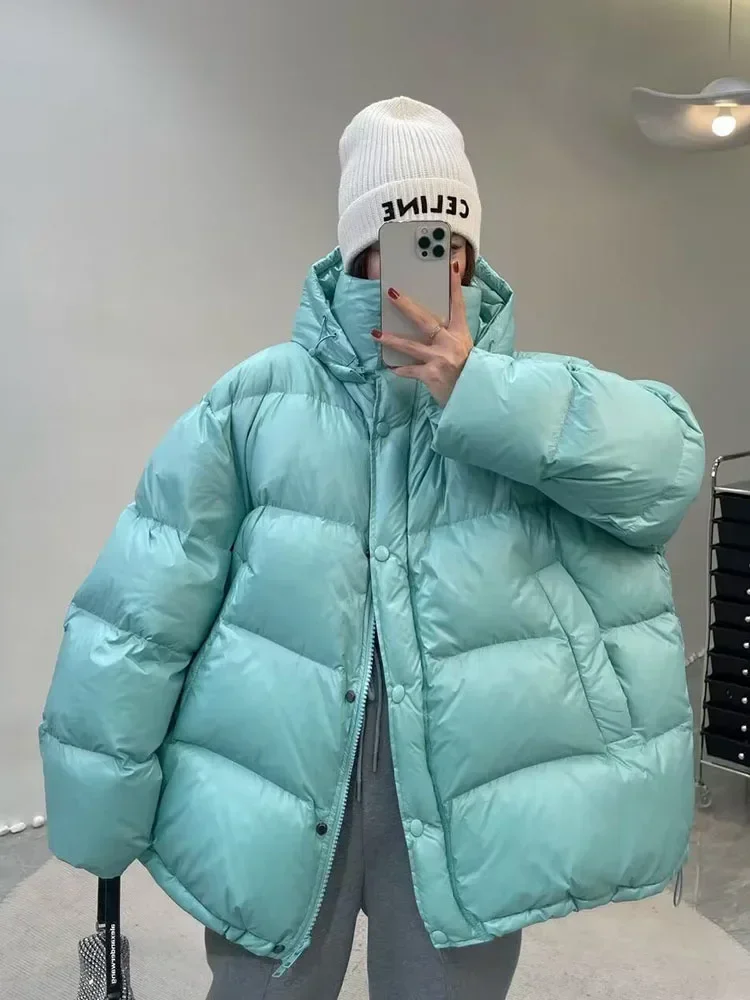 90% Duck Down Jacket Women Fall 2024 New Long Sleeve Thicken Warm Loose Puffer Jacket Women Chic with Hood Oversized Winter Coat