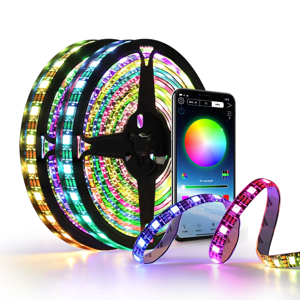RGB Led Strip Light DC5V Smart Pixel RGB LED Light IP30 65 67 Similar WS2812B Individually Addressable Led Lights IC Strip Light