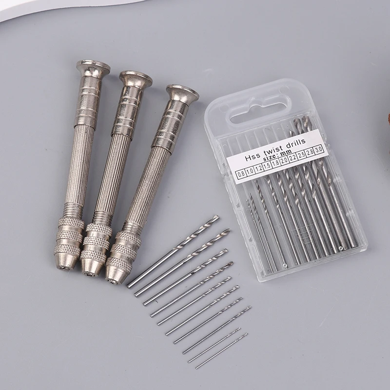 Zinc Alloy Mini Hand Drill Woodworking Tools Drilling Rotary Tool Manual Twist Drill Bit Watchmaker Pin Vice Watch Repair Tools