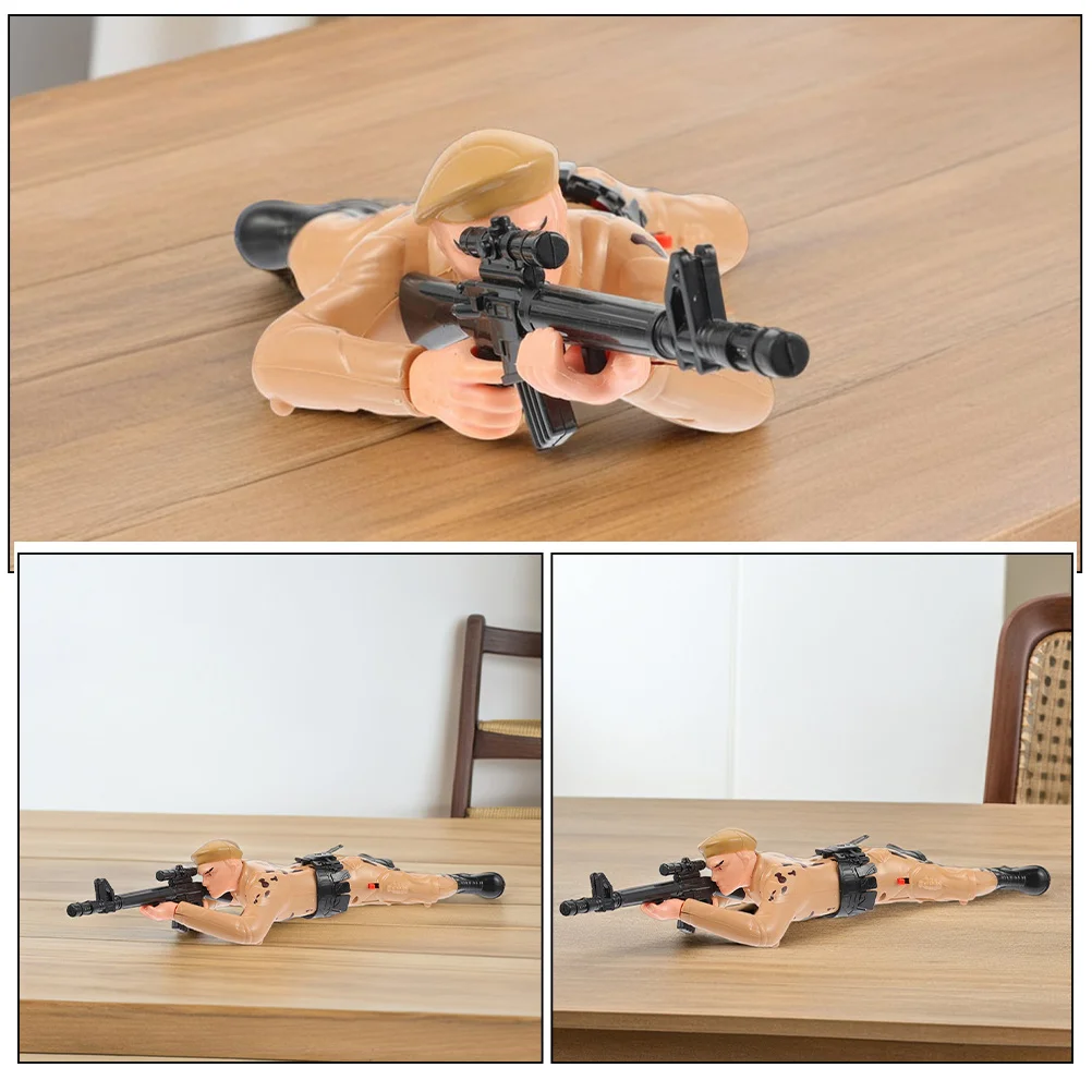 2 pçs rastejando soldado do exército elétrico para meninos crianças interativos soldados de plástico figuras durável rastejando brinquedo