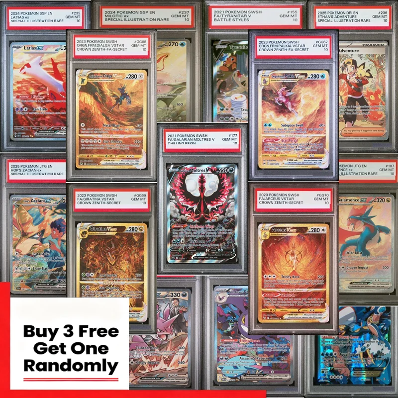 Dit Pkm Ptcg تاج بطاقة نادرة 2023 السيف والدرع تاج جيراتينا Vstar Galarian Moltres صاروخ Nidoking جمع أرواق لعب #1
