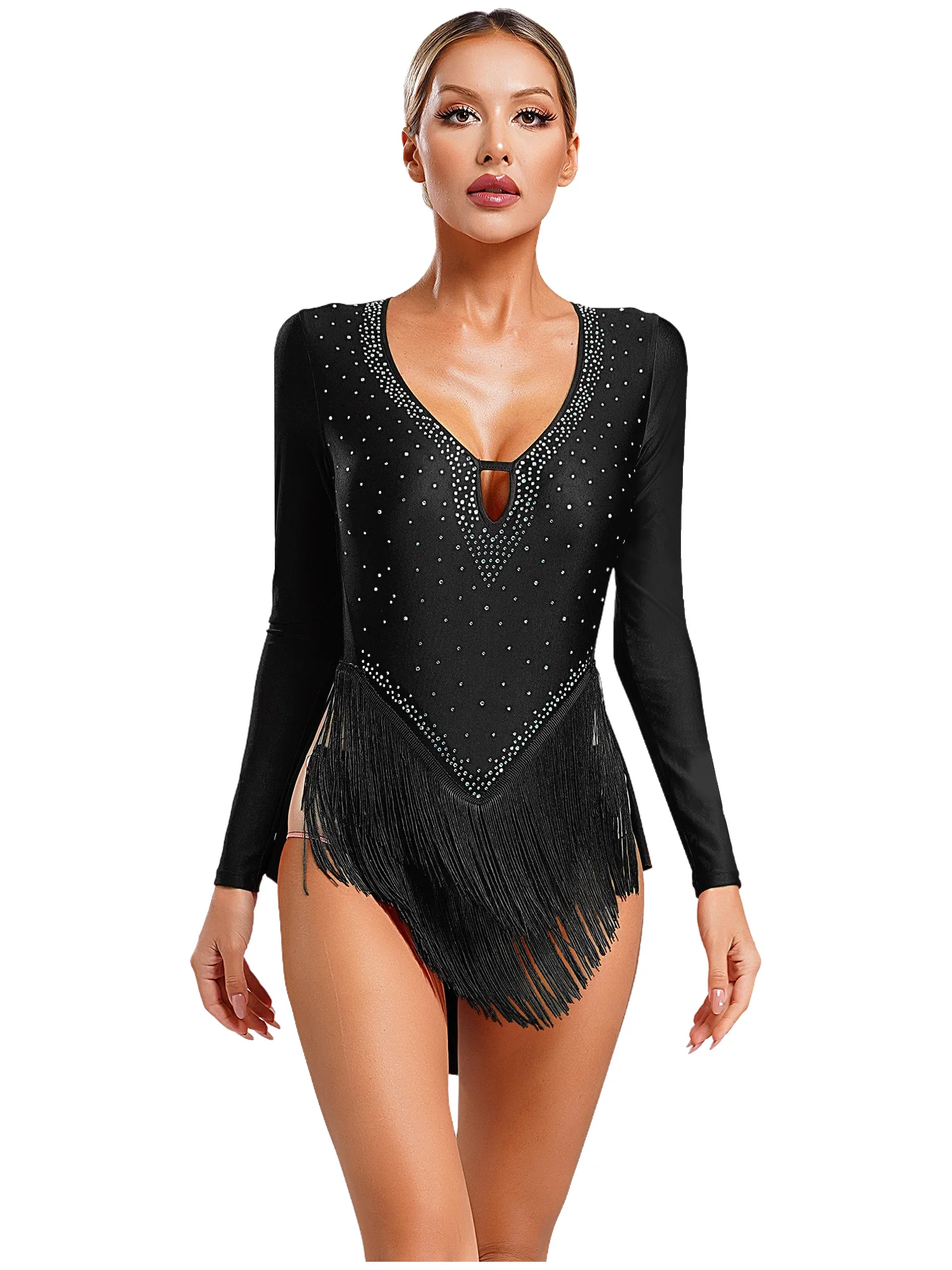 Feminino vestido de dança latina patinação artística cha-cha tango samba rumba desempenho traje