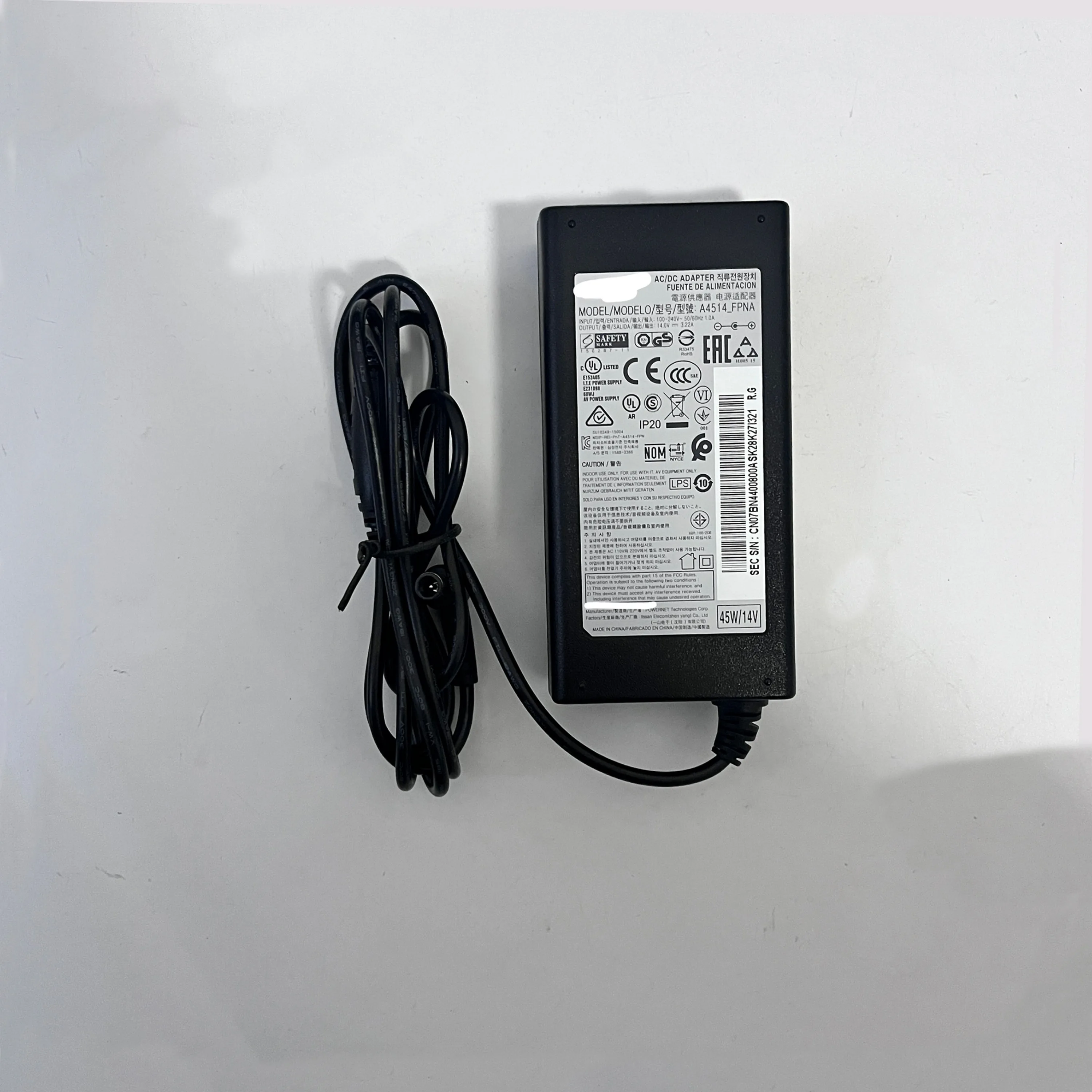 Original Display AC/DC Adapter Power Supply BN44-00800A A4514_FPNA HW-J6001/ZF 14V 3.22A 45W Monitor Power Supply Charger