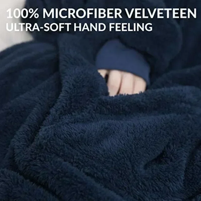 MIDSUM-suéter con capucha de invierno para mujer, manta polar de gran tamaño con mangas, Bolsillo grande, Sudadera con capucha gruesa y cálida para
