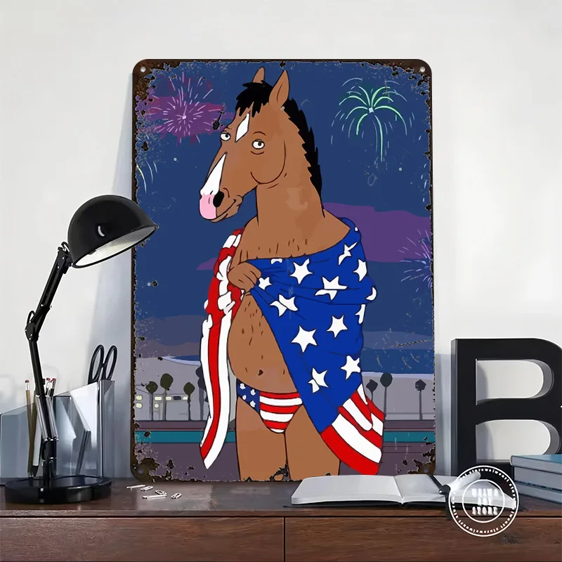 Bojack Poster Retro 3D Printed Metal Signs Customized Wall Hanging Gift for Vintage Home Decor Items Coffee Bar Accessories Art