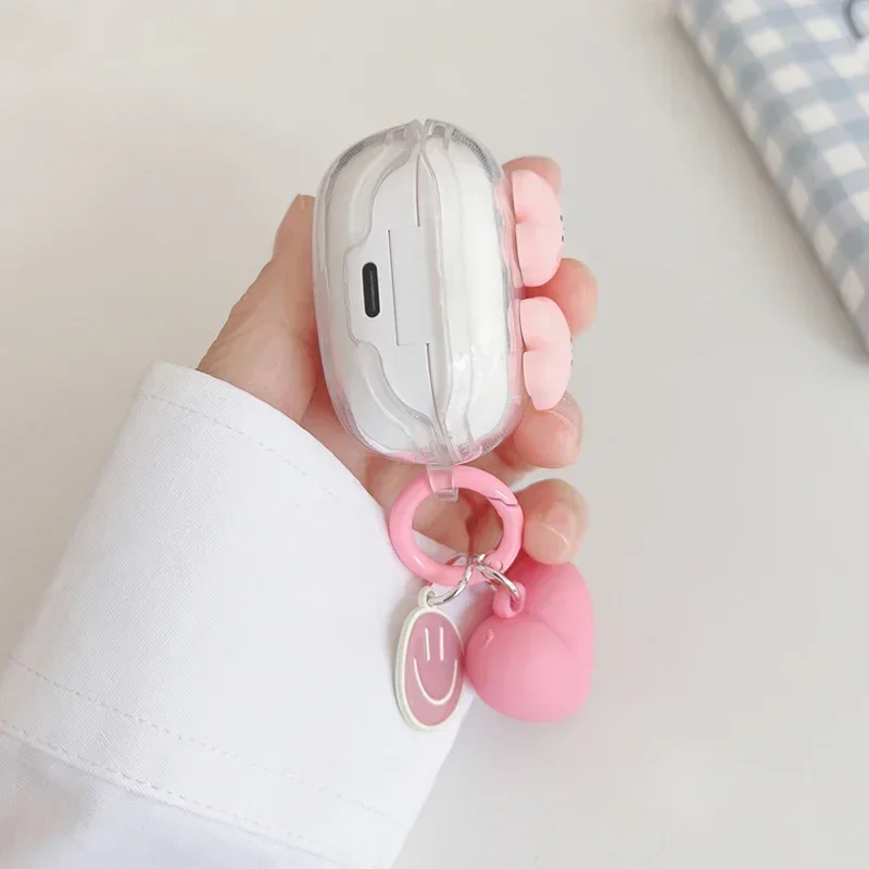 For Soundcore R50i NC Case Cute bear/cartoon silicone Transparent Earphone Cover for Soundcore r50i NC cover with Keychain