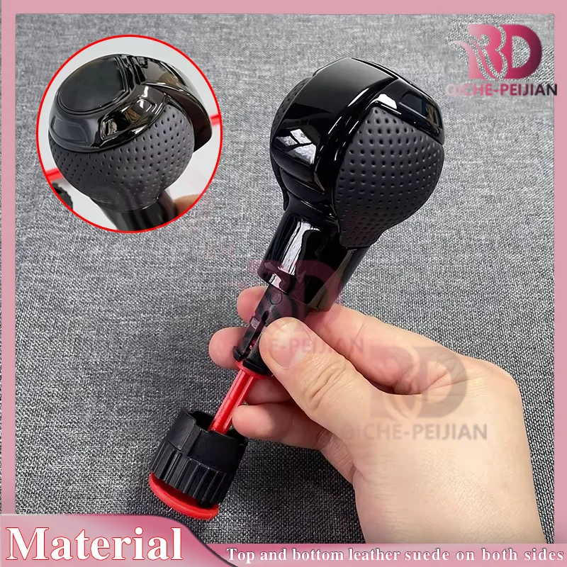 A red circular frame with a hole for Audi A6 C7 for Vw Golf MK6 MK7 R GTI, featuring a shift knob ball and a handball head