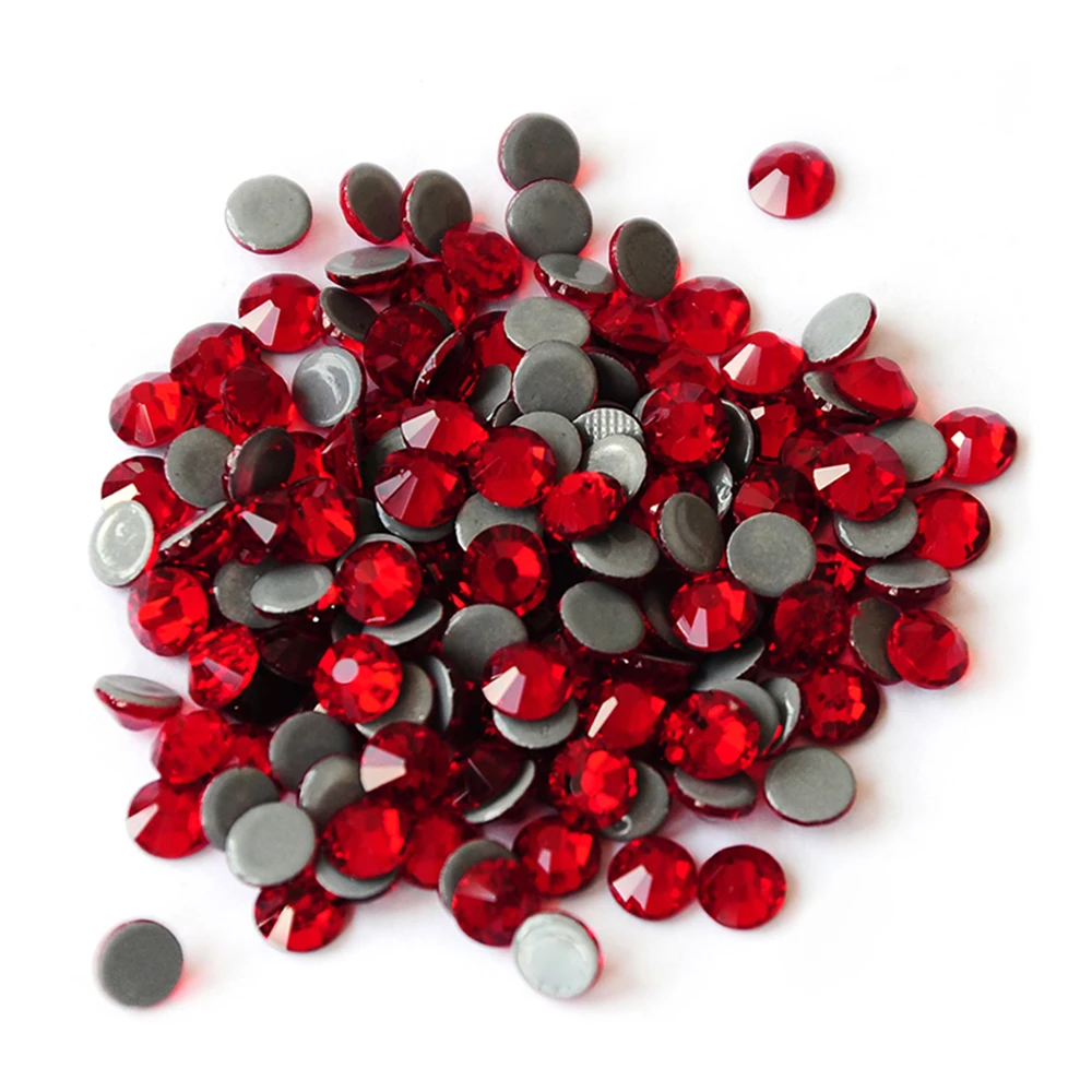 

Iron On Siam Red SS6-SS30 Hot-Fix Glass Crystal Rhinestones Strass Flatback Stones For Fabric Garment Dress Clothing