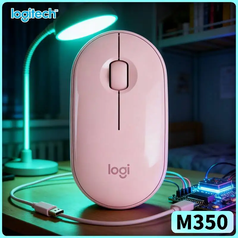 Logitech M350 Pebble Office Mouse - Slim Shape, Quiet Scroll, Dual Mode, 10m Range, Daily Office Task Perfect