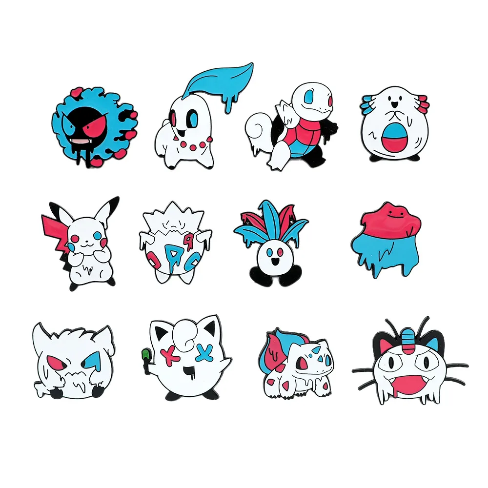 Kawaii Pokemon Elf Emaille-Pins Charakter-Broschen Kleidung Rucksack Revers-Abzeichen Mode-Schmuck Accessoires für Freunde Geschenk