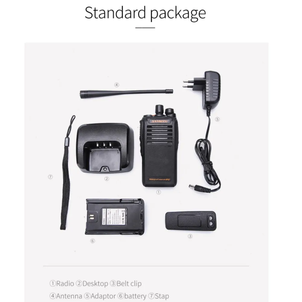 Anysecu WP-67 Walkie Talkie IP67 Waterproof VHF 136-174MHz Or UHF 400-480MHz 16 Channels 50 CTCSS&105 DCS with VOX Function