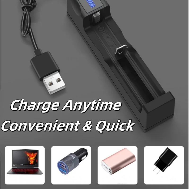 Universal 18650 Battery Charger USB Smart Charger for 18650 Li-ion Batteries Single Slot 3.7V with Overcharge Protection