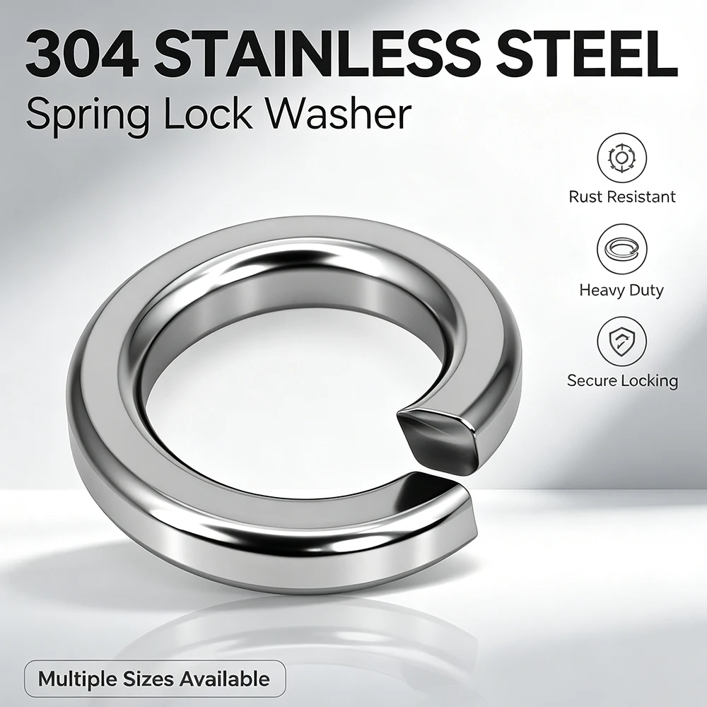 304 Stainless Steel Spring Split Lock Washer Elastic Gasket M1.6 M2 M2.5 M3 M4 M5 M6 M8 M10 M12 M14 M16 M18 M20 M22 M24 M27 M30