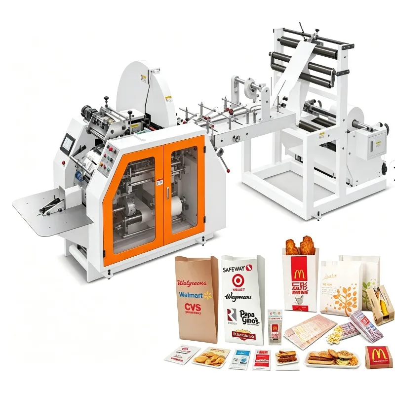 Automatic Grocery Shopping Bakery Fast Food Paper Bag Machine Self Opening Sack Paper Block Square Bottom Bag Making Machine