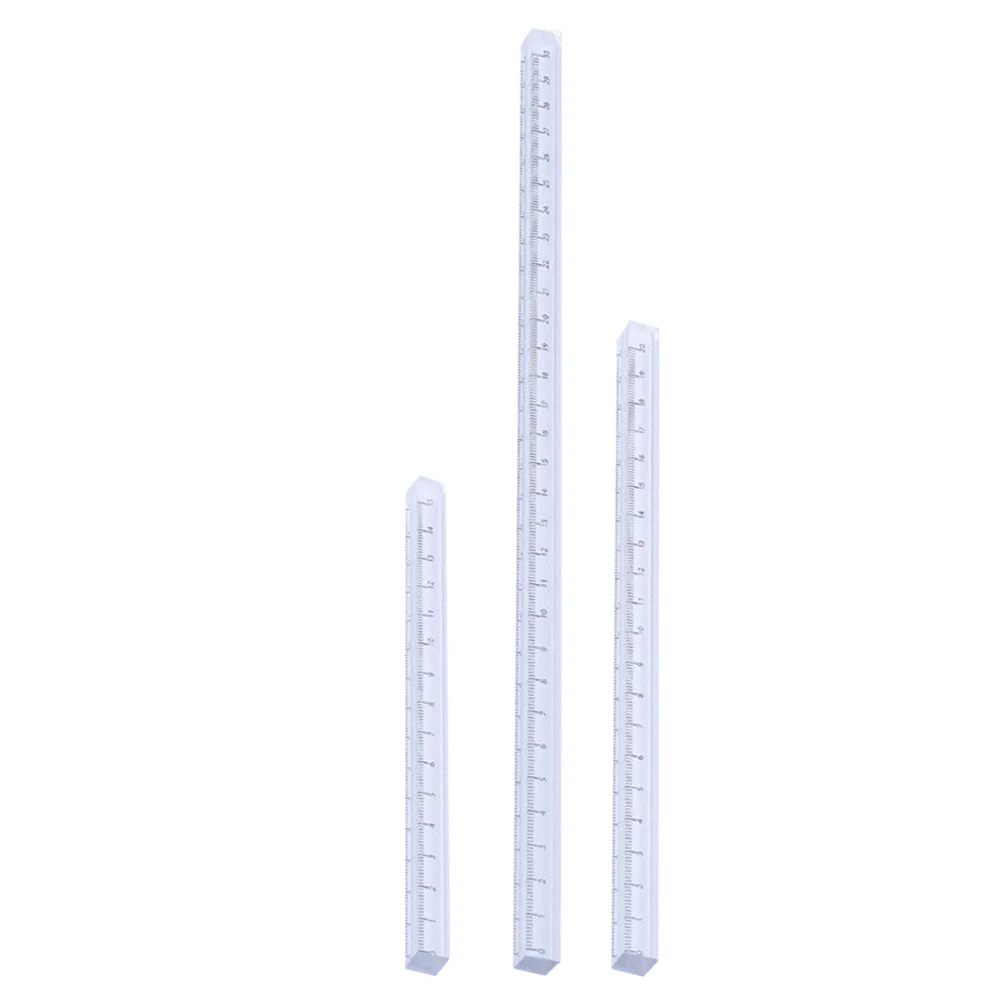 3 Pcs Transparent Ruler Set Square Stick Acrylic Straight Ruler Measuring Tool Professional Drafting Supplies Geometry Ruler