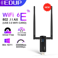 EDUP Free Driver AX5400 WiFi 6E Adapter USB3.0 Dongle High Gain Antenna Wireless Network Card Tri Band 2.4G/5G/6GHz Wi-Fi