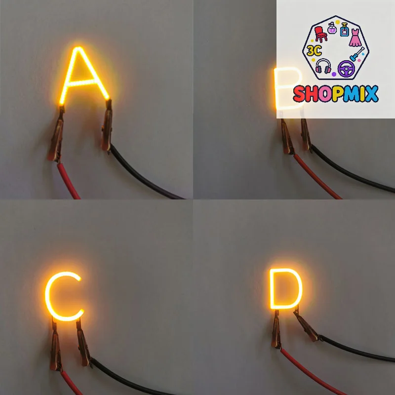 English Letter Filament COB LED Filament DC3V Yellow Diodes Party Decoration Light Accessories DIY